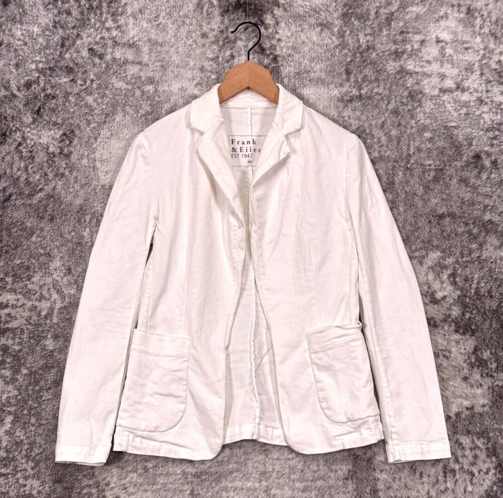 Frank & Eileen Dublin Blazer XS Womens White Stretch Cotton Jacket